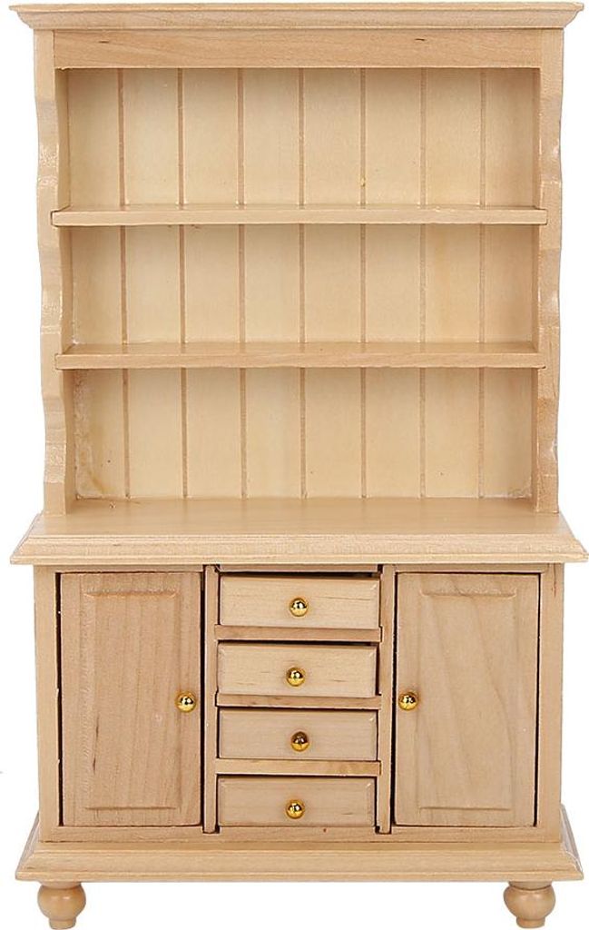 1:12 Puppenhauszubehör Holz drei Schichten Schrank Simulationsmöbel (Holzfarbe)