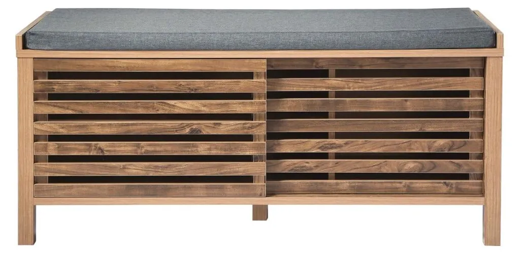 Banc à Chaussures à Lames Ajourées LIAM 112 cm Portes Coulissantes Bois