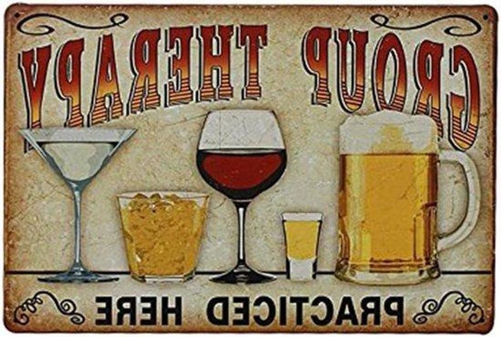 Alteisen Wandplakat - Retro Poster für Bar Pub - Hier wird Gruppen-Therapie durchgeführt