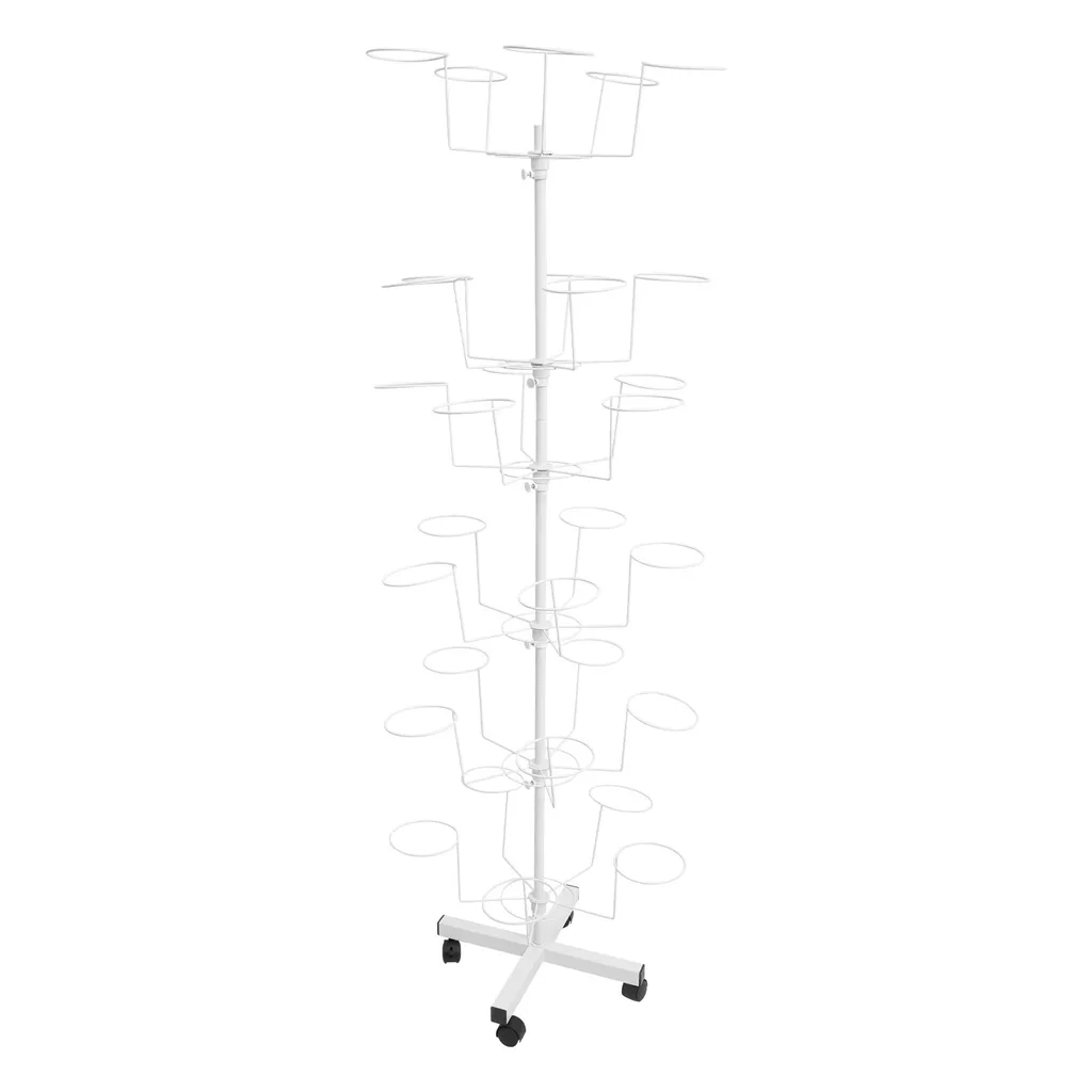 Présentoir de chapeaux vertical blanc avec 6 niveaux pour hôtellerie