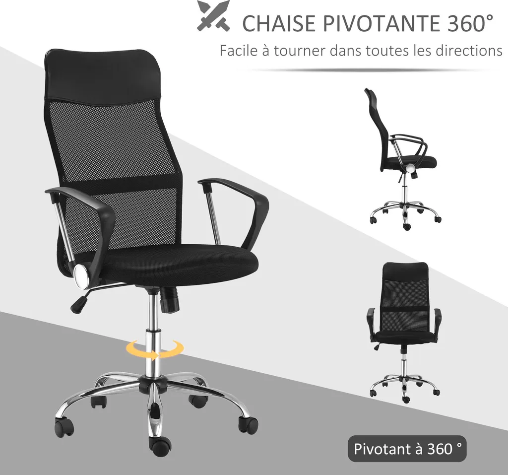 Fauteuil de bureau mal de dos solution ergonomique réglable maille noir - 4