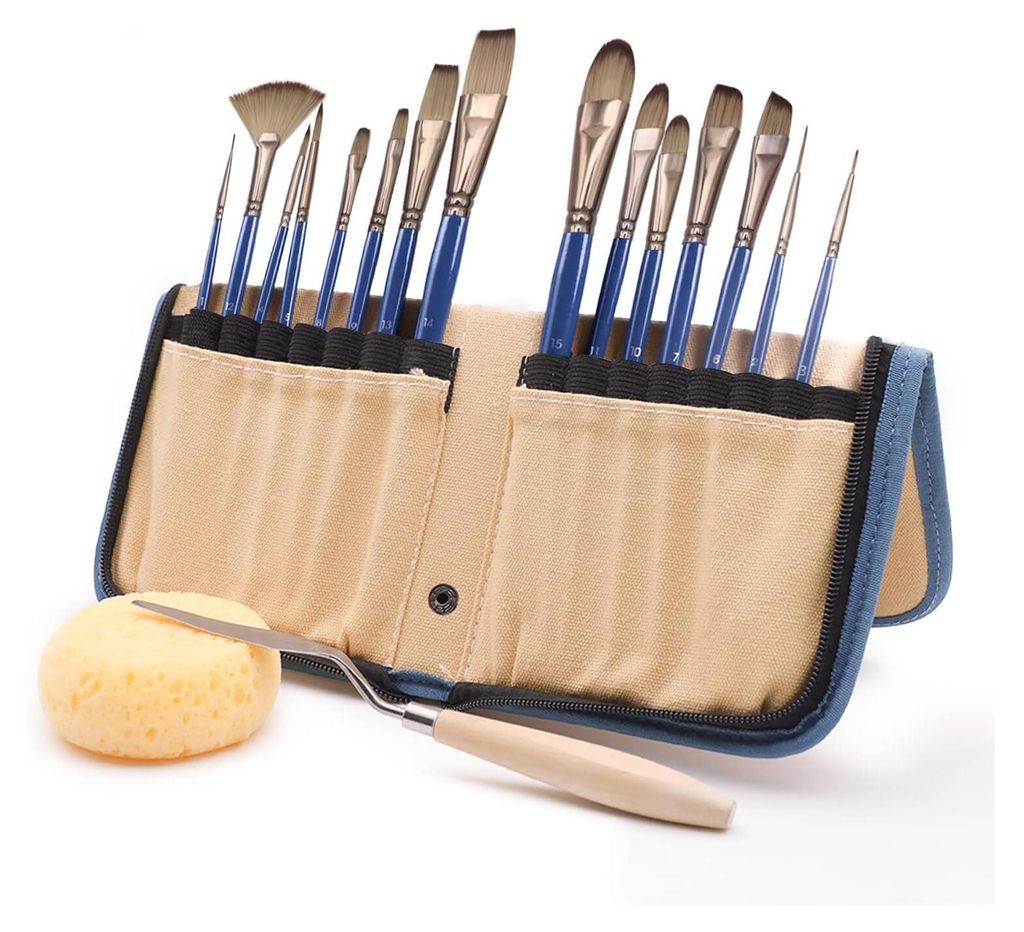 Artecho 15 Stk. Nylon Borsten Pinselset inklusive Malmesser Produktbild 