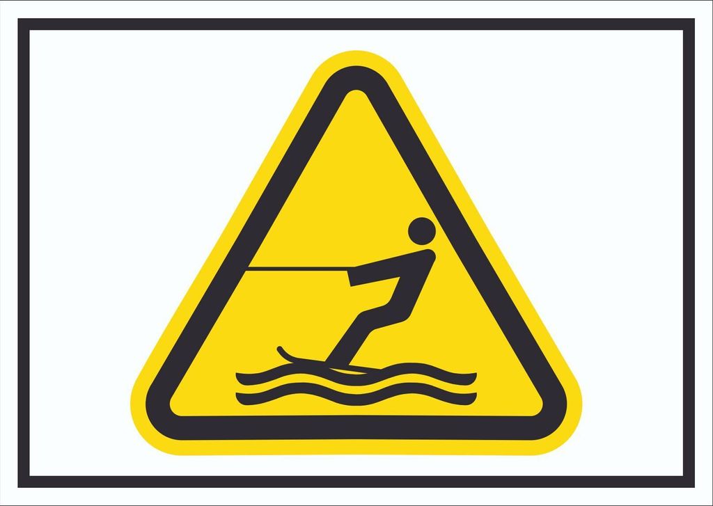 Schild Warnung Wasserski-Bereich Symbol A2 (420x594mm)