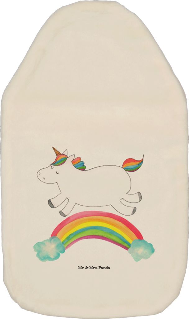 Mr. & Mrs. Panda Wärmflasche Einhorn Regenbogen - Weiß - Geschenk, Glitzer, mit Bezug, Unicorn, Plüsch, Erwachsenwerden, Einhornpower, wärmebeu...