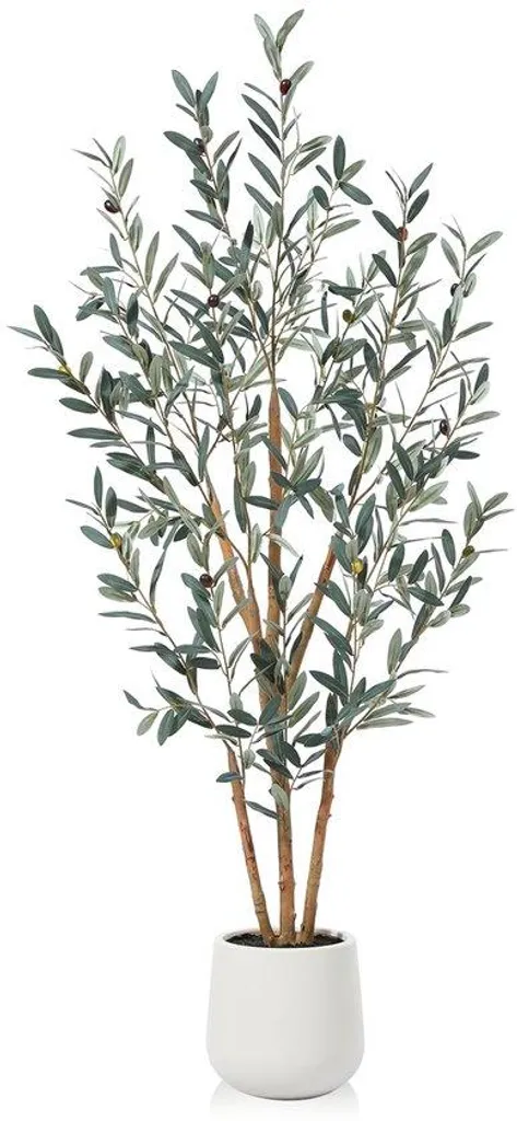 Arbre artificiel olivier blanc 150 cm, plante verte d'intérieur