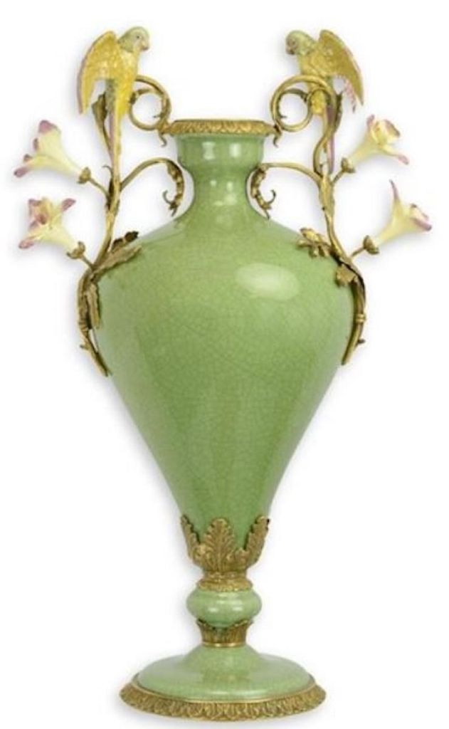 Casa Padrino Luxus Porzellan Vase mit 2 Griffen im Barock Produktbild 