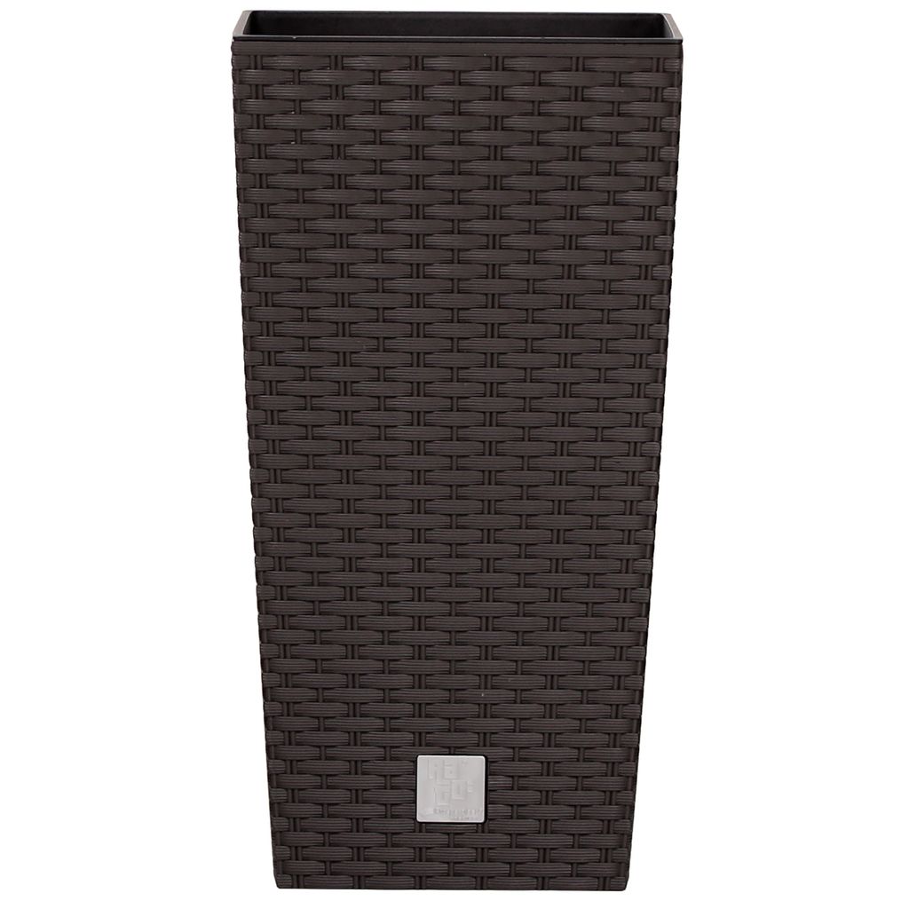 Pflanztopf aus Kunststoff, wetterfest im stilvollen Rattan-Look Ø 17 cm - H 32,4 cm - Pflanzsäule - Blumentopf - Blumenübertopf - Blumentopf