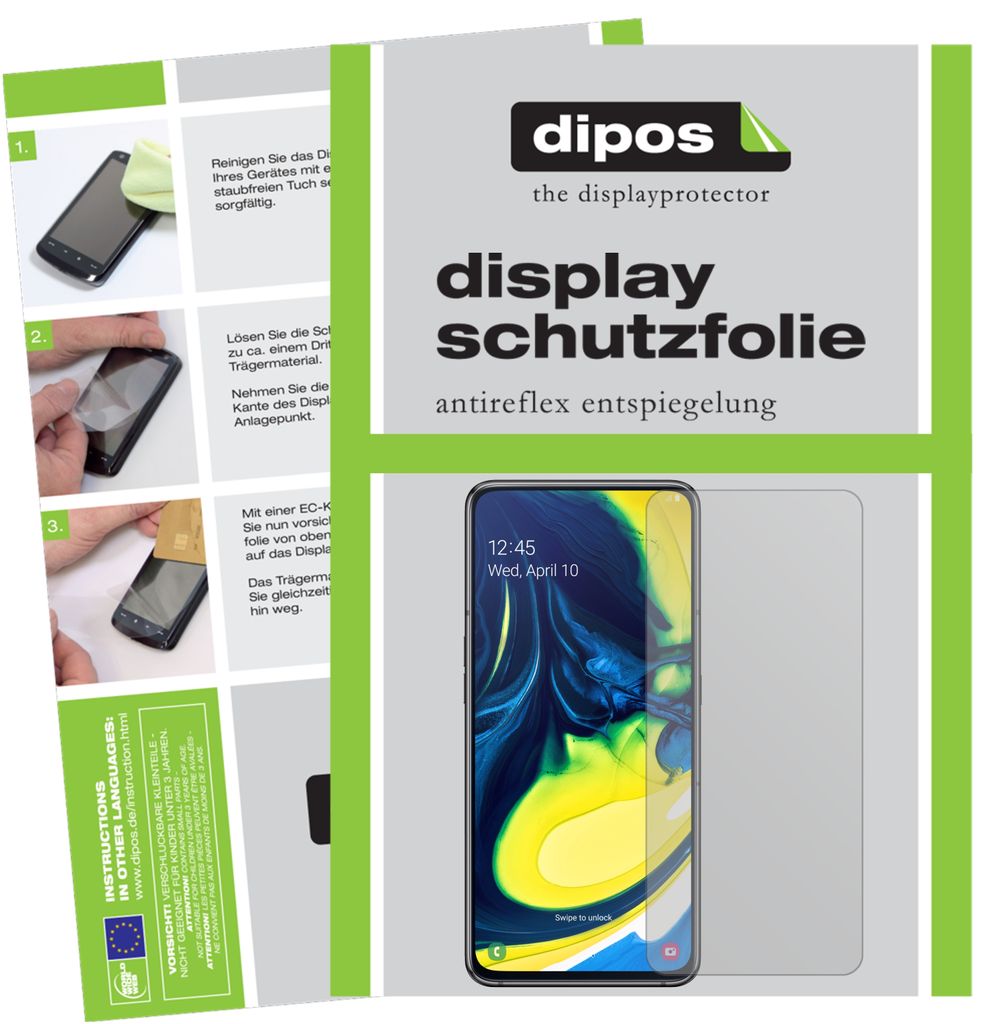 1x Schutzfolie für Samsung Galaxy A80 matt Displayschutzfolie Folie Display Schutz dipos
