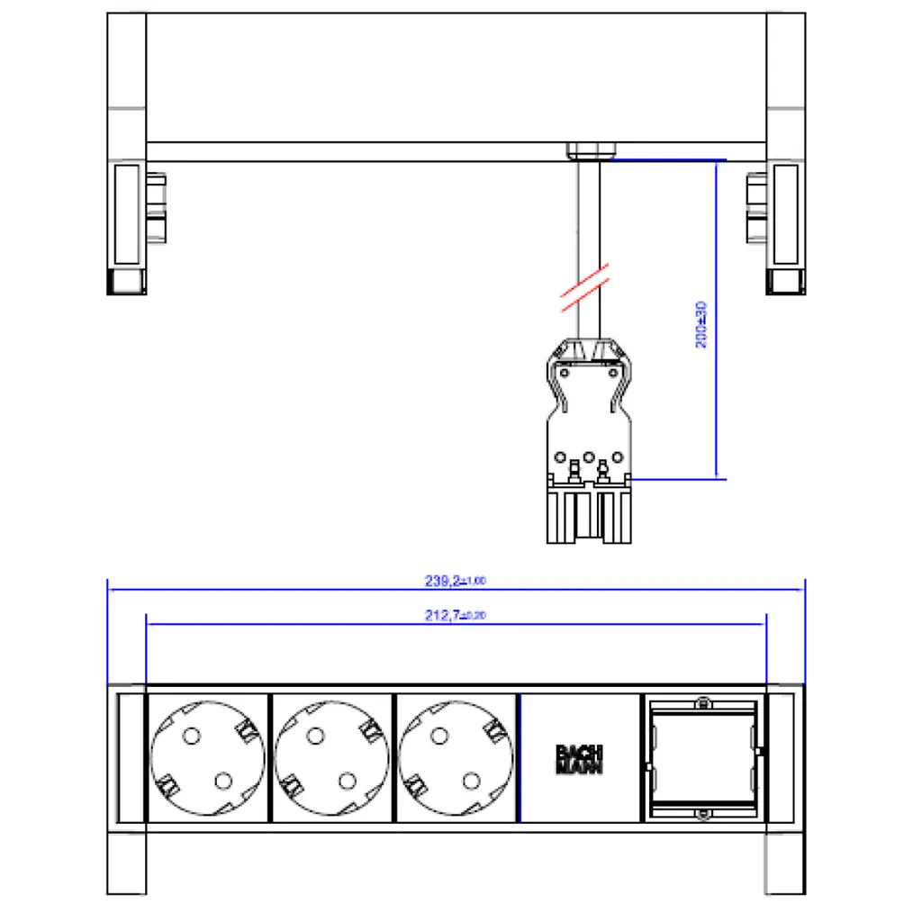 Bloc multiprise encastrable Bachmann 902.200 pour plan de travail pro