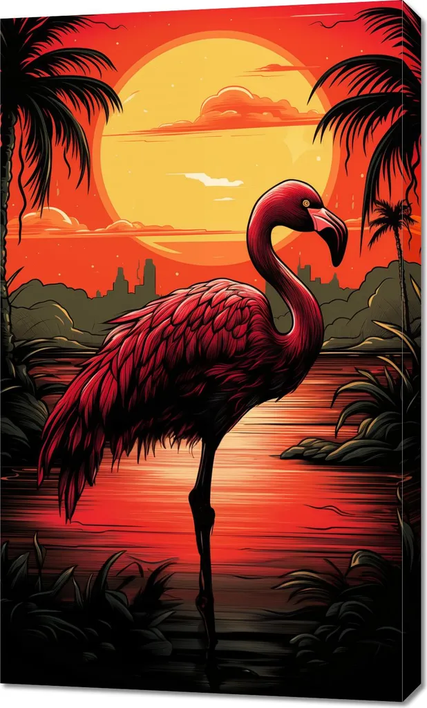 Tableau Flamants Roses 60x100 cm Décoration Murale Nature pour Salon