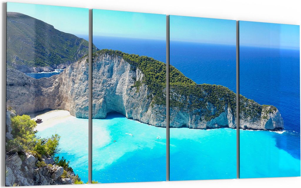 DEQORI Glasbild Echtglas 4x30x60 cm 'Schiffswrack-Strand' Wandbilder XXL groß
