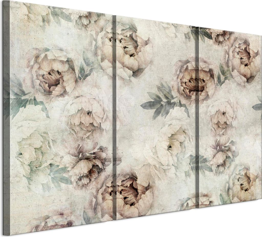 LUMASOUL Leinwand Bilder, Leinwandbild Geblümt Motiv, Wandbilder Holzrahmen und Webstuhl Wohnzimmer und Schlafzimmer, Bilder 120x80 cm Vintage