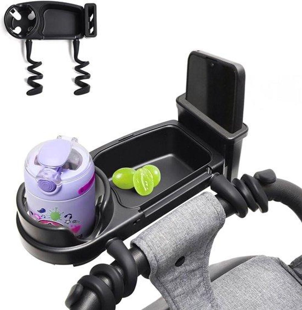 3-fach-Transportbeutel für Kinderwagen - flexible Smartphonehalter - praktische und entfernbare Fixierung - Reisezubehör für Kinderwagen