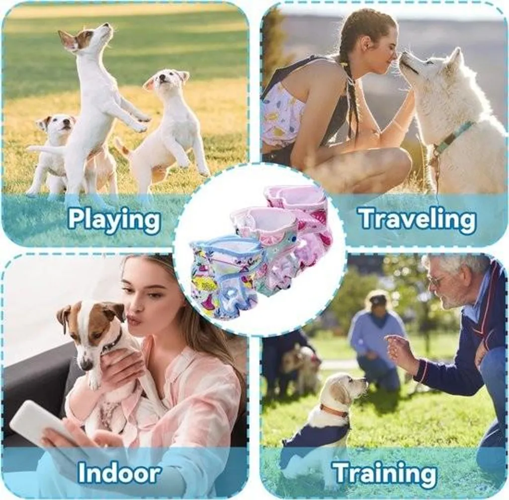 Couches pour chiens incontinents taille M 40-50 cm - Solution lavable 3pcs - 5