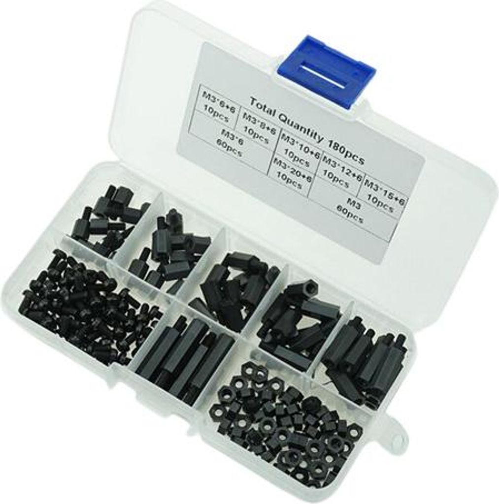 180 Teile M3 Abstandshalter Schrauben Muttern Hex Kunststoff Sortiment Kit