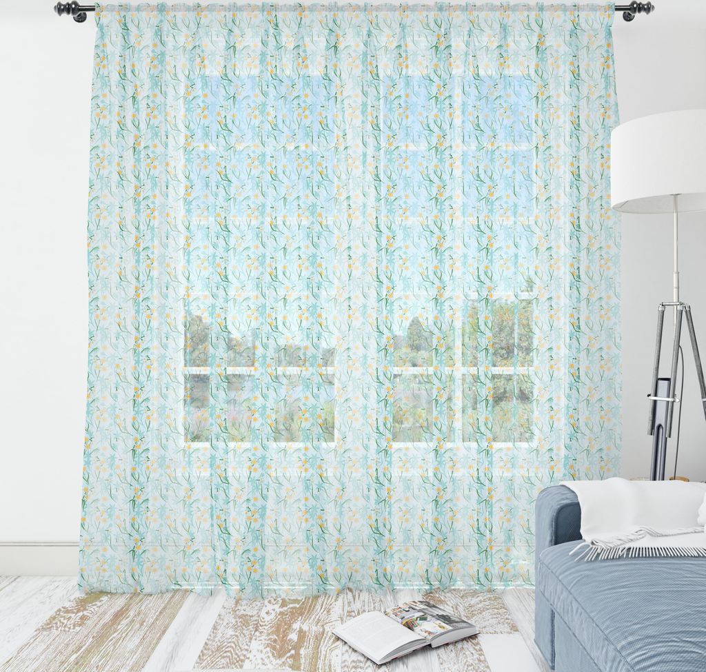 ABAKUHAUS Blumen Wandteppich, Frühlings-Garten der Narzissen-Blüte Wiese Kamille Flourishing Revival, Wohnzimmer Schlafzimmer seidiges Satin Wand...