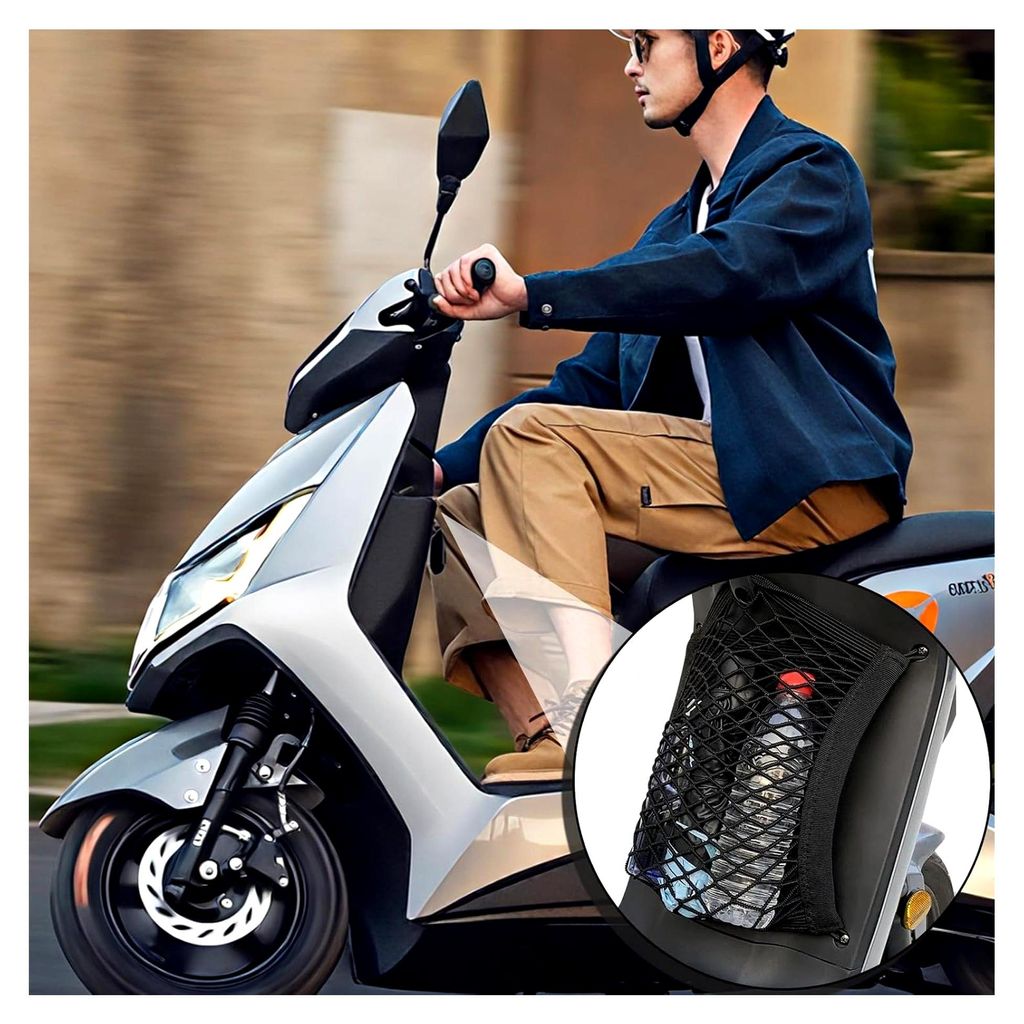 Elastisches Aufbewahrungsnetz für E-Scooter und E-Bikes – Praktisches Gepäcknetz mit Gummizug für Helm, Taschen und Zubehör, Ideal für Allta...