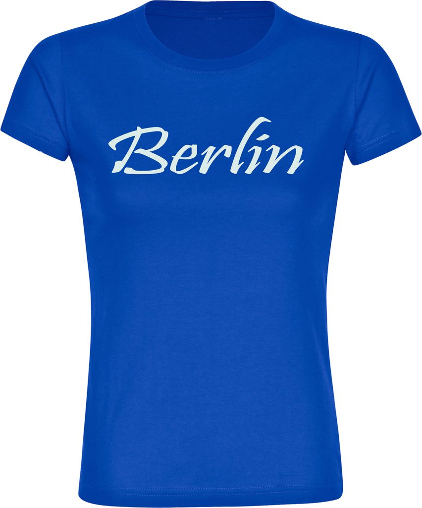multifanshop Damen T-Shirt - Berlin blau - Schriftzug, blau, Größe S