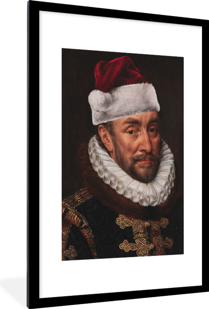 MuchoWow MuchoWow Gerahmtes Poster Wilhelm von Oranien - Adriaen Thomasz - Weihnachten 60x90 cm - Poster mit zchwarzem Bilderrahmen - Dekoratio...