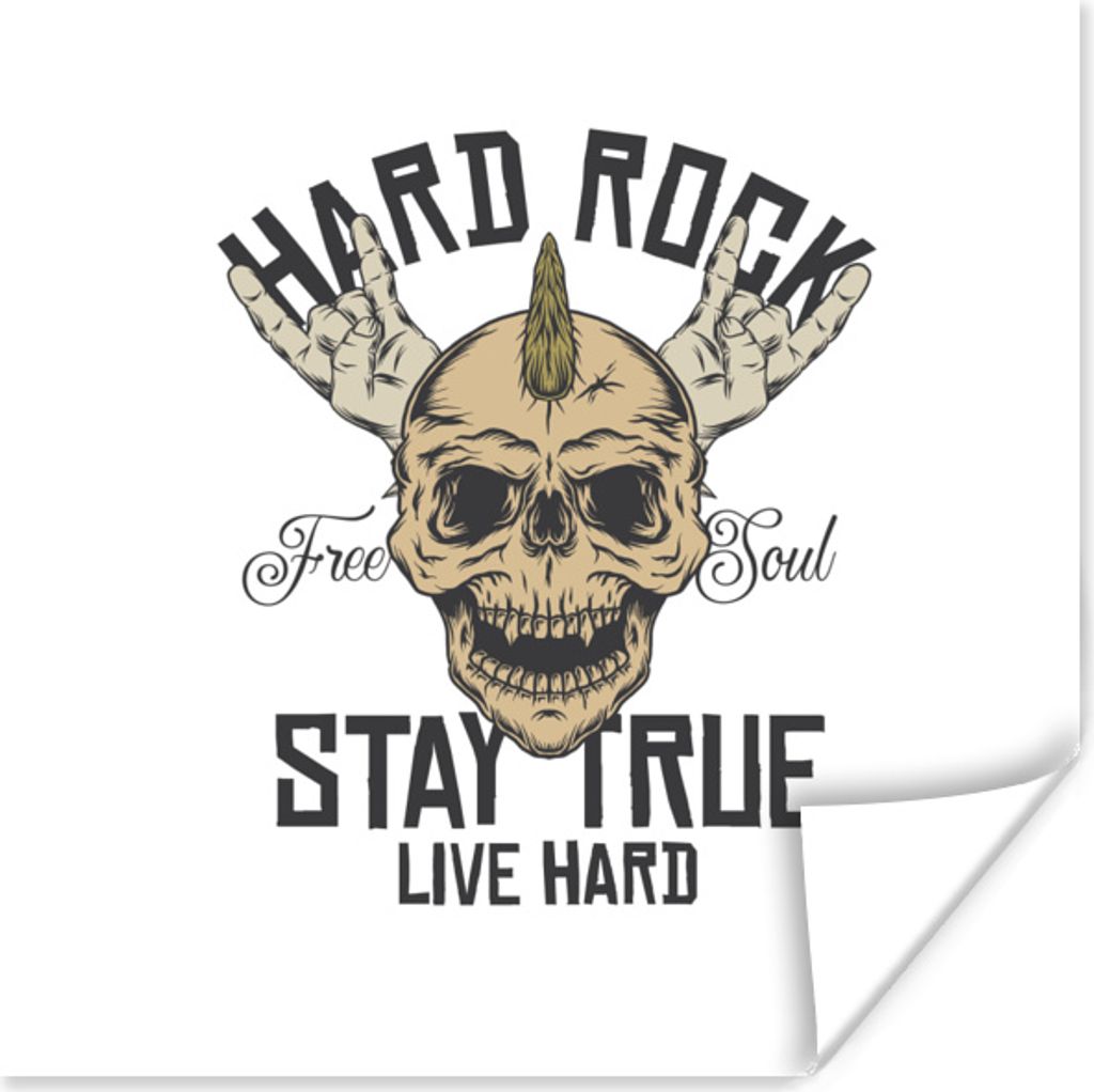 MuchoWow Poster Vintage - 'Harter Fels bleibt treu, hart leben' - Sprichwörter - Zitate 75x75 cm - Wand Dekoration