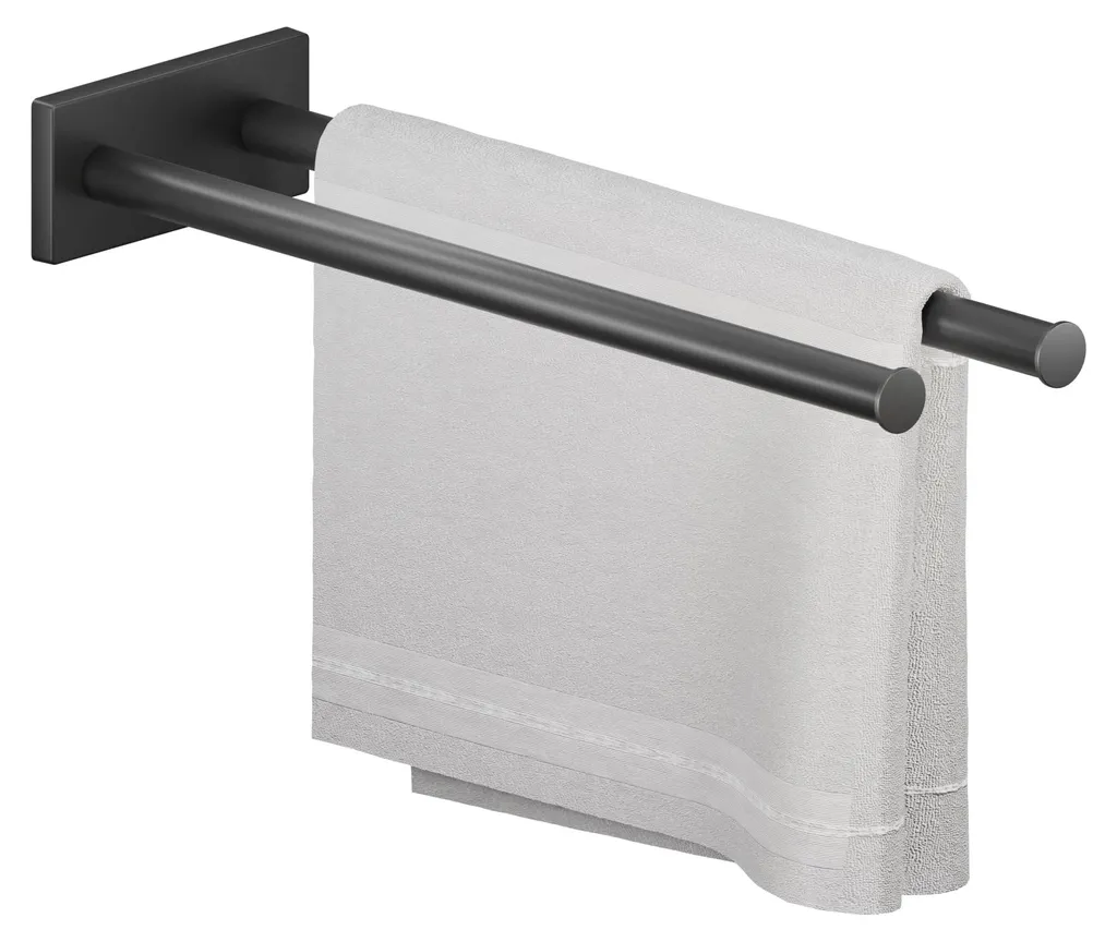 Double porte-serviette mural noir pour organiser votre salle d'eau facilement