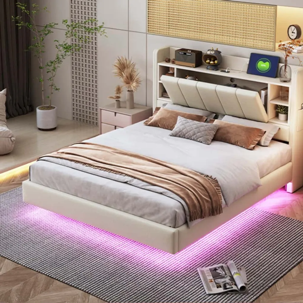 Lit 140x200 cm avec rangement intégré pour optimiser les petits espaces