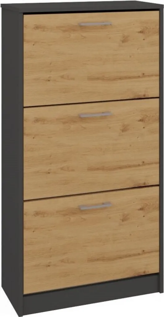 Scarpiera SANDER Antracite e Rovere Artisan - Struttura in Legno