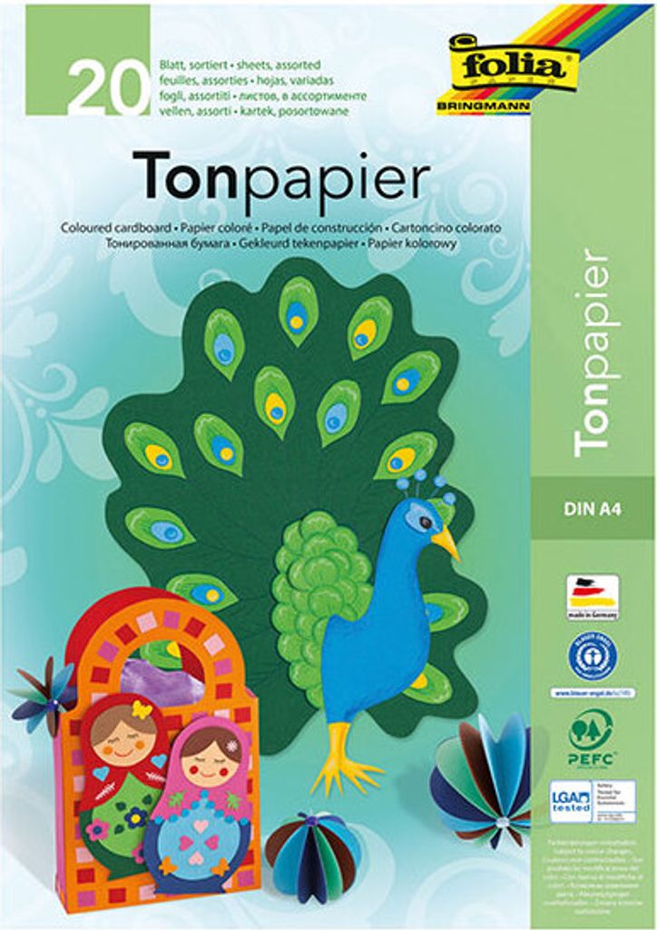 Glorex Tonzeichenpapierblock 130g/m² sortiert A4, 20 Blatt Produktbild 8