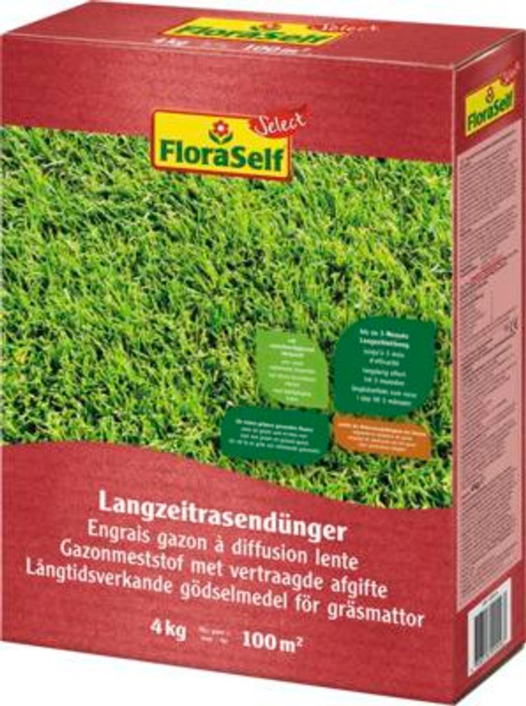 Langzeit-Rasendünger FloraSelf Select 4 kg / 100 m² mineralischer Dünger