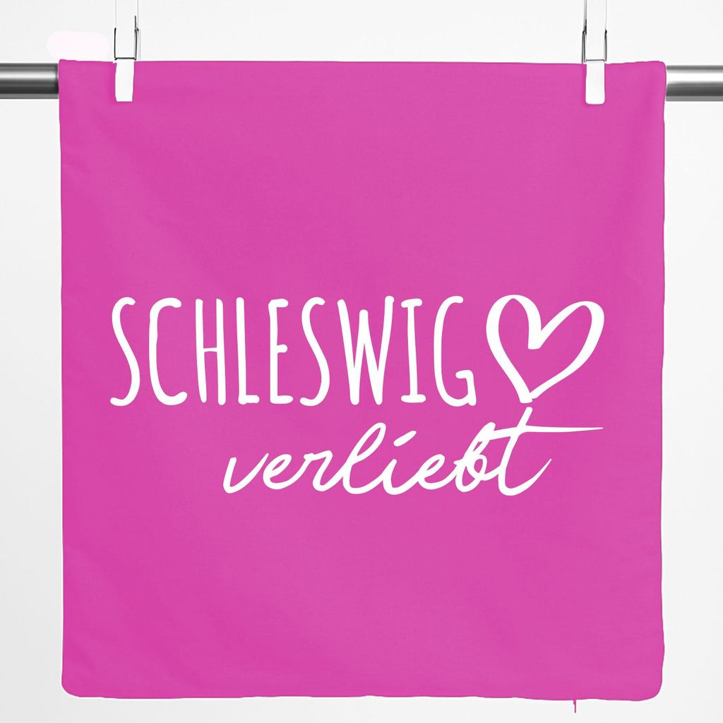Huuraa Kissenbezug Schleswig verliebt 40x40cm Fuchsia Baumwolle Dekokissenbezug Geschenkidee