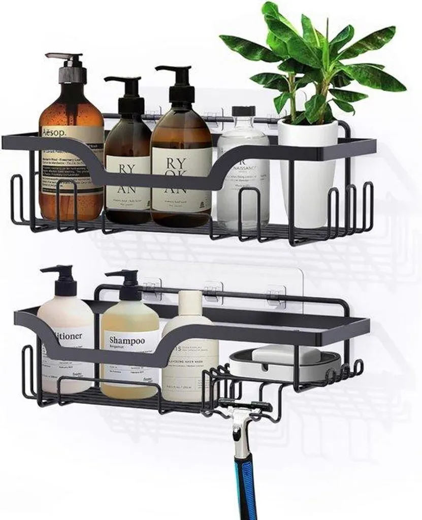 Étagère de douche en bois de bambou naturel T32 pour la salle de bain