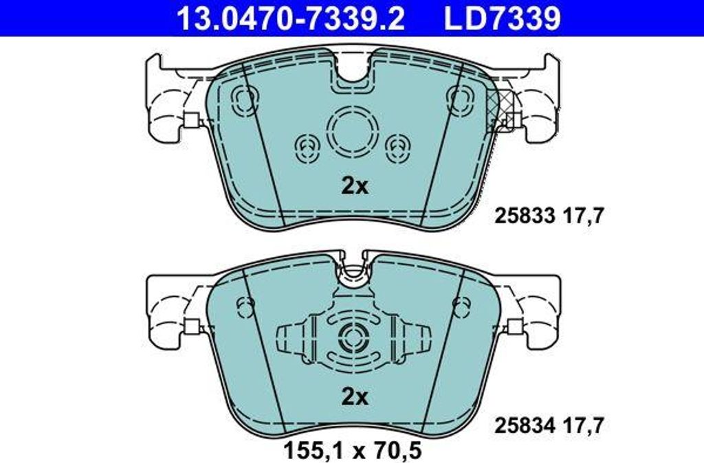 ATE 13.0470-7339.2 Bremsbelagsatz, Scheibenbremse OE 1623162380 kompatibel mit Berlingo, C4, C5, Combo, Grandland, 3008, 5008, 508, Partner, Rifter...