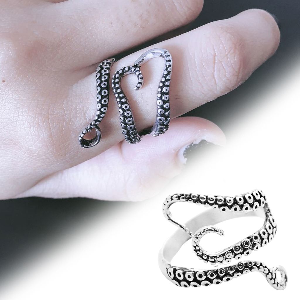 Offener Uni-Ring, übertriebene Oktopus-Tentakel, verstellbar, Punk-Stil, polierter Knuckle-Ring, Party, Club, Fingerring, Schmuck für Erwachsene