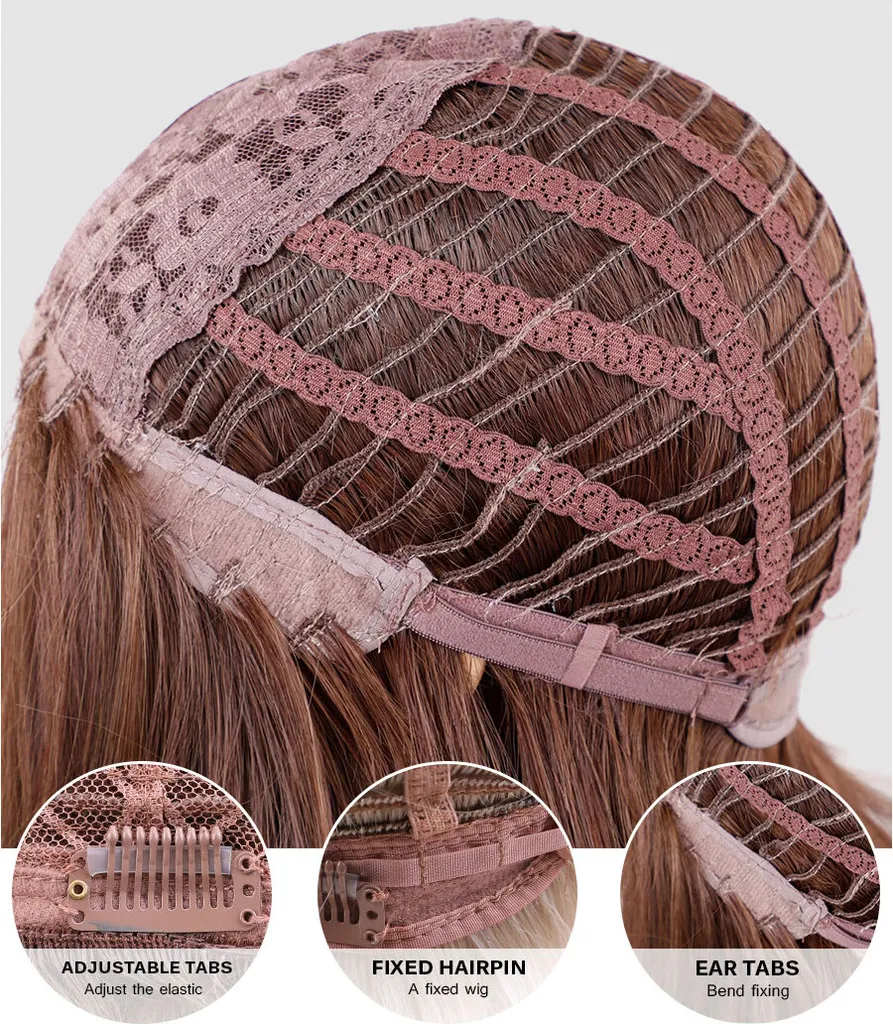 Perruque blonde lavable et peignable haute qualité 50 cm ombre