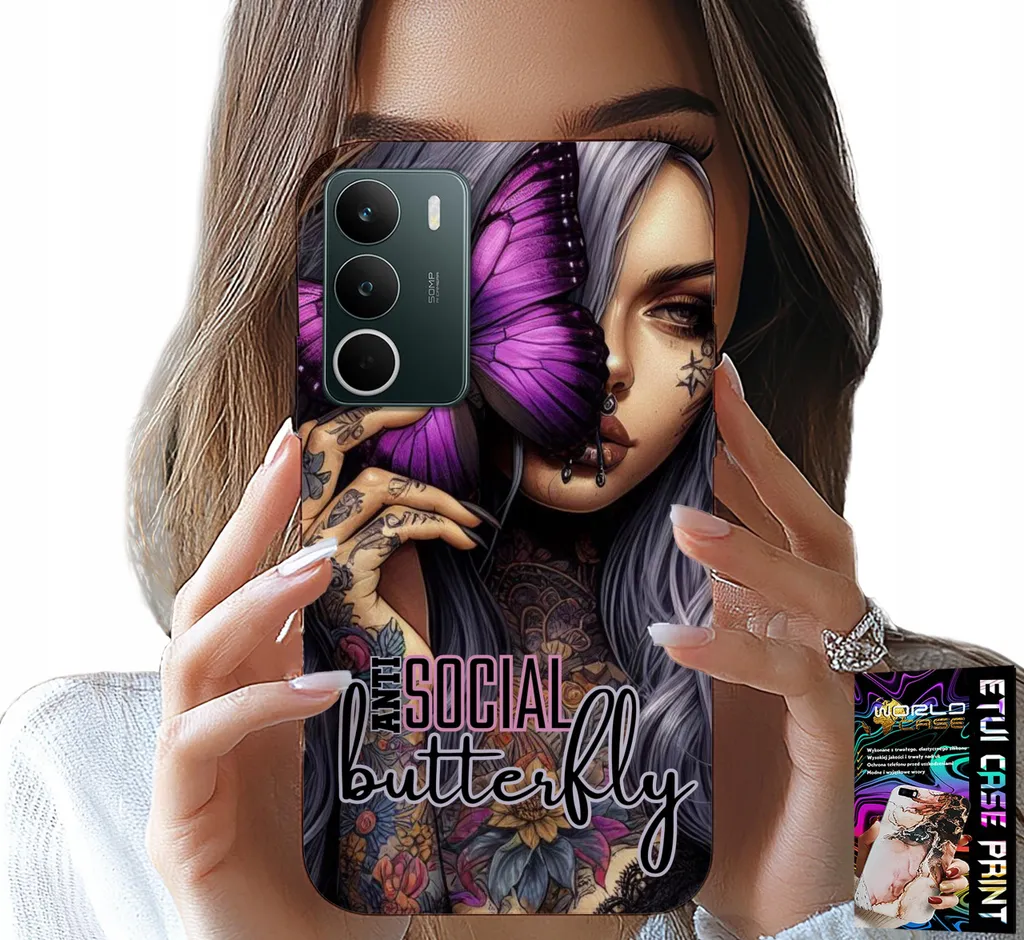 Custodia Realme C71 4G Anti Social Butterfly Rosa + Vetro Temperato