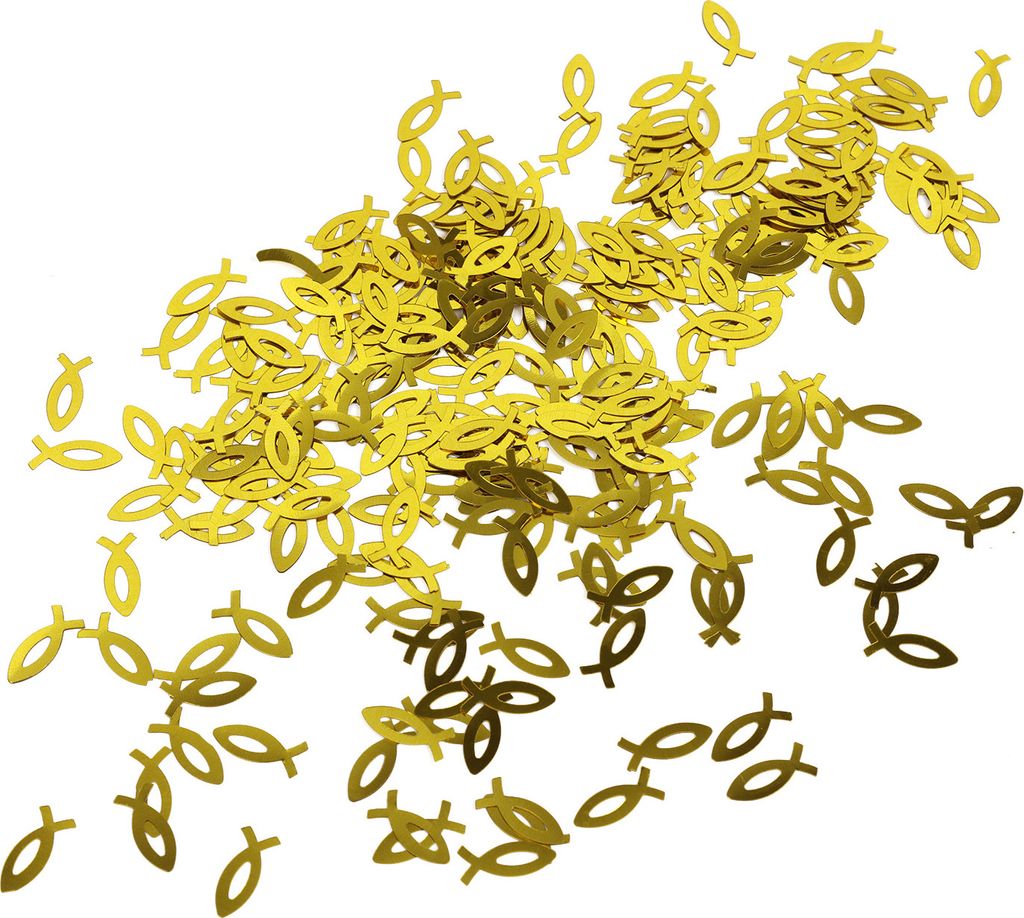 Oblique Unique Fisch Konfetti für Taufe Hochzeit Konfirmation Kommunion Geburtstag Tisch Deko Streudeko - gold