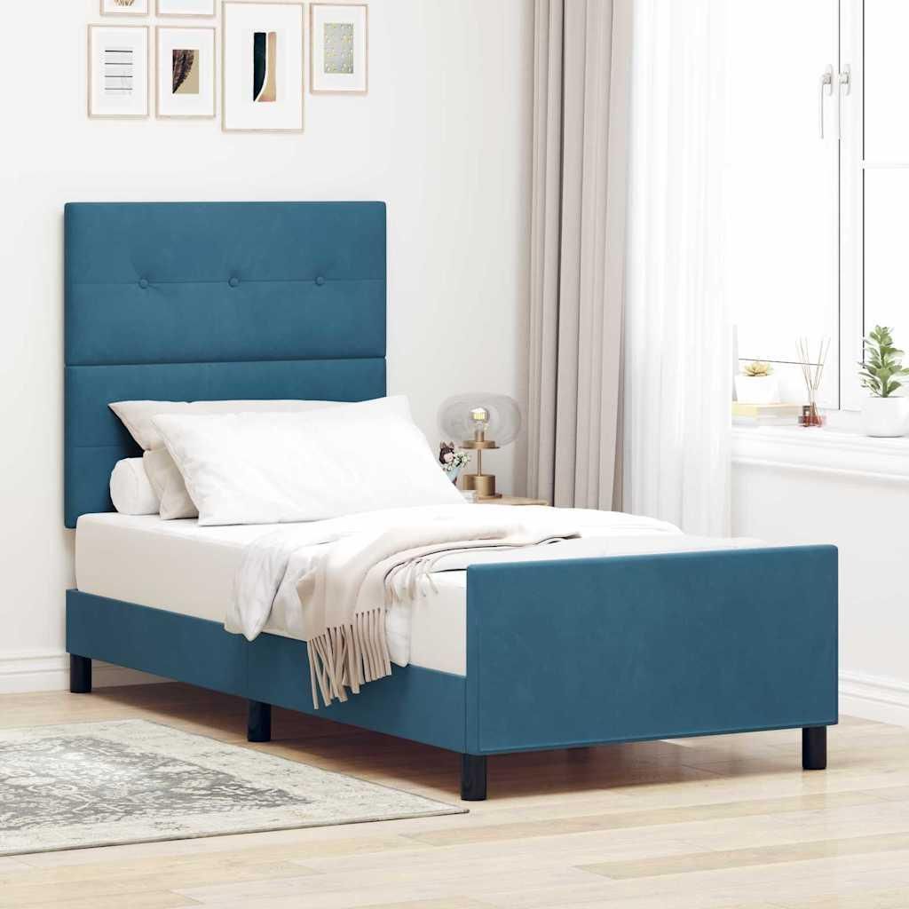 Maison Exclusive - Boxspringbett mit Kopfteil Dunkelblau 90 x 190 cm Samt