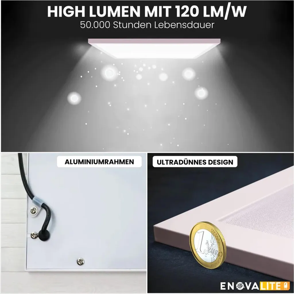 Panneau LED ENOVALITE 620x620mm 36W 4320lm avec Driver OSRAM Intégré - 2