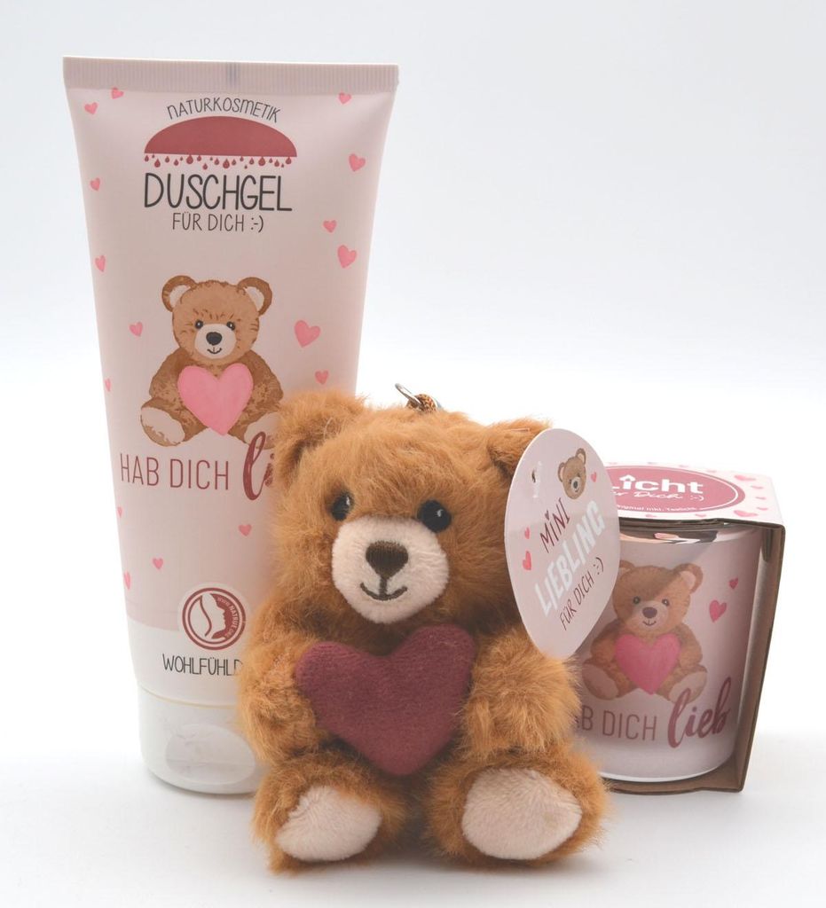 Geschenk-Set "Hab Dich lieb" Duschbad Licht Teddy