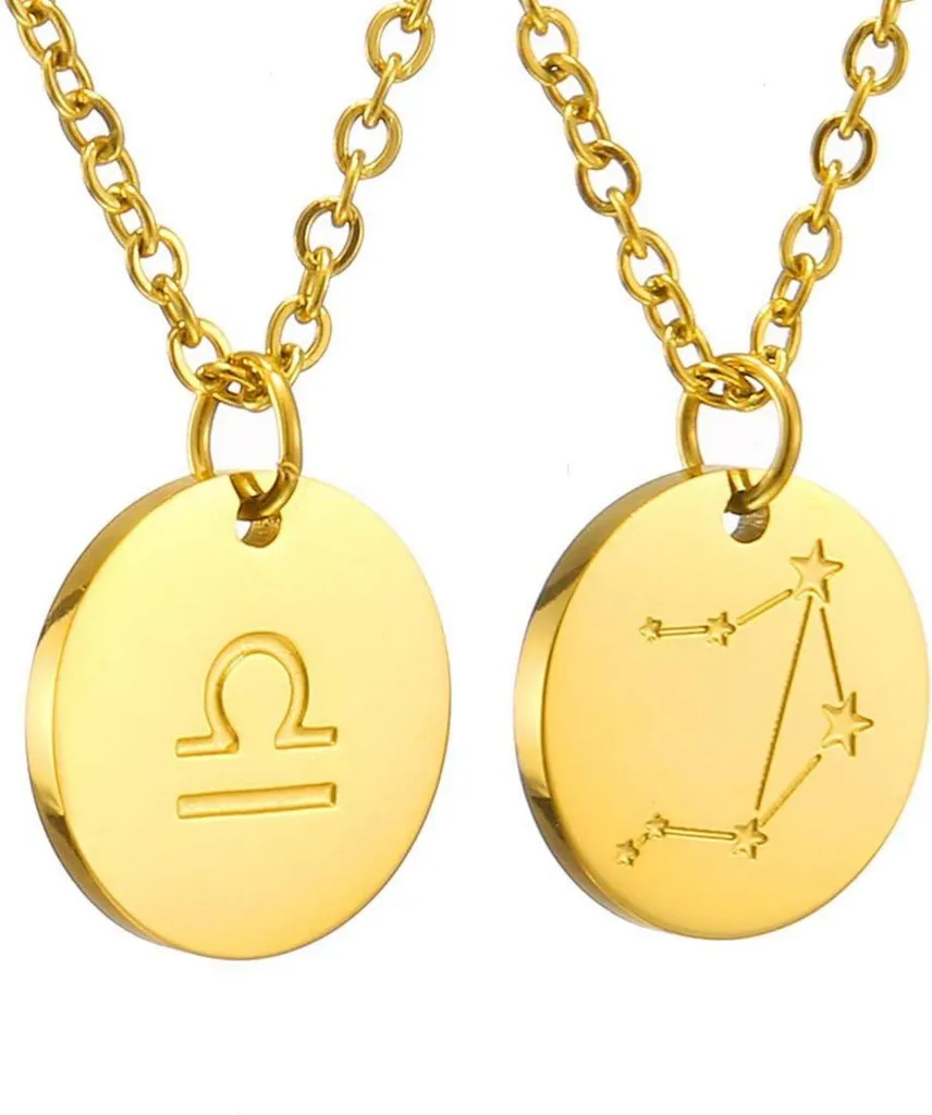 Chaîne en Or Signe Zodiaque Balance - Finition Brillante pour Anniversaire