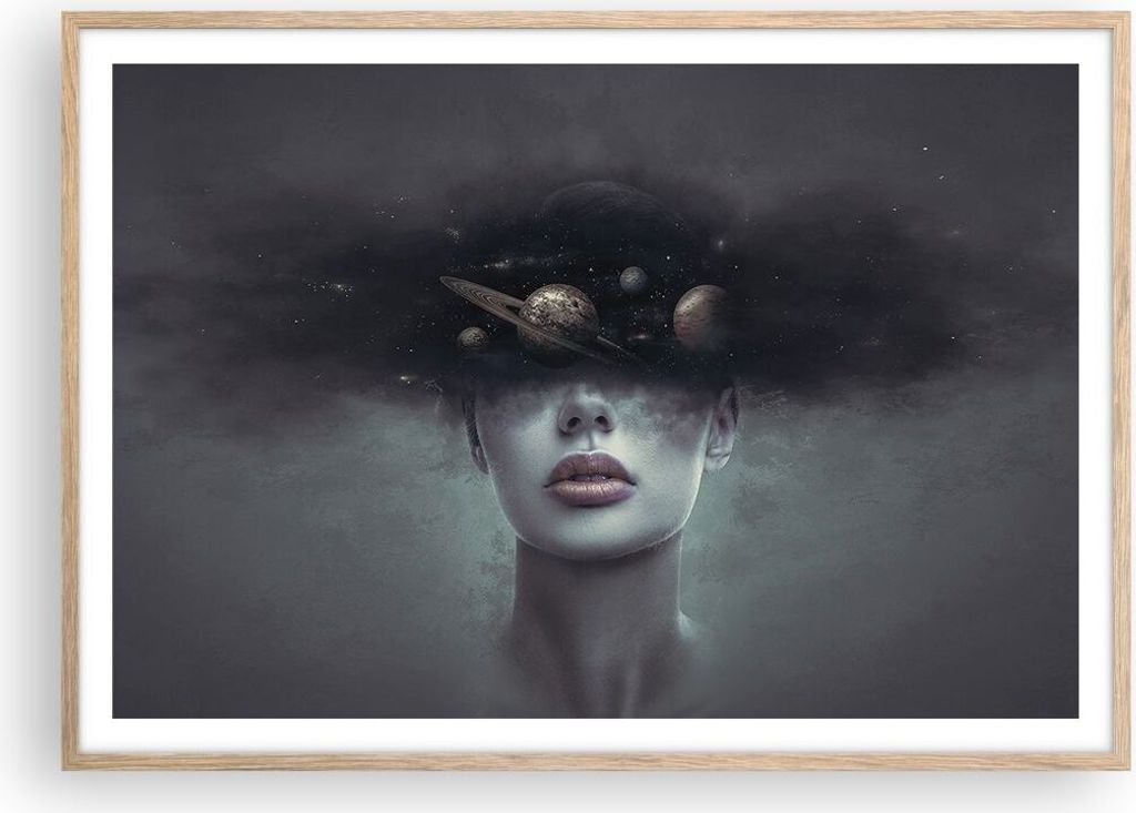 Gerahmtes Poster - Rahmen in heller Eiche - Quinoa Frau Gesicht - 100x70 cm - Wand Bild - Wanddeko - Wandbilder - Kunstposter - Wandposter - Bilder...