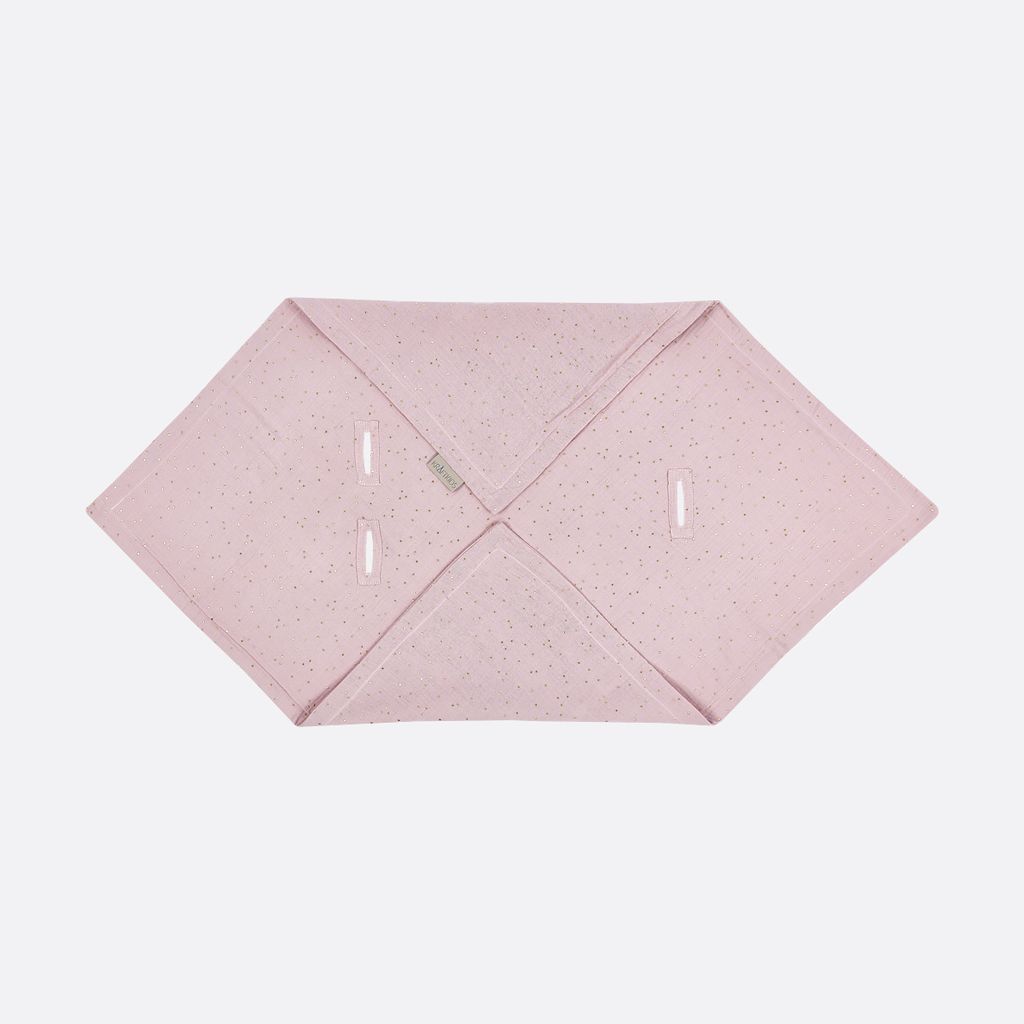 KraftKids Babydecke für Babyschale Sommer Musselin goldene Punkte auf Rosa 100 cm x 100 cm