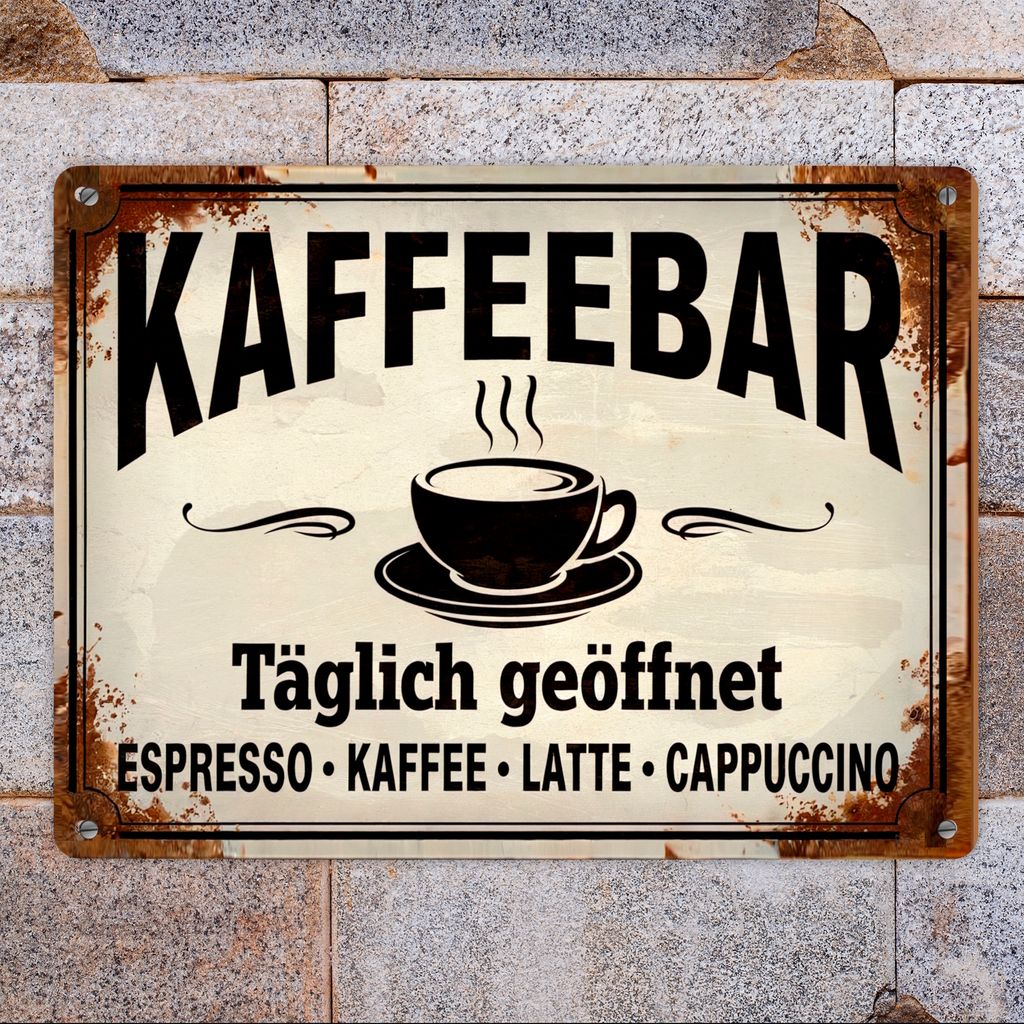 Kaffeebar Metallschild XL in 21x28 cm im Vintage-Stil Produktbild 2