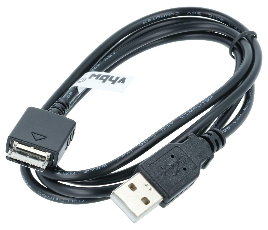 vhbw USB Datenkabel Ladekabel kompatibel mit Sony Walkman NWZ-A816PNK, NWZ-A818, NWZ-A818BLA, NWZ-A816SLV, NWZ-A816WHI MP3 Player Schwarz, 150 cm