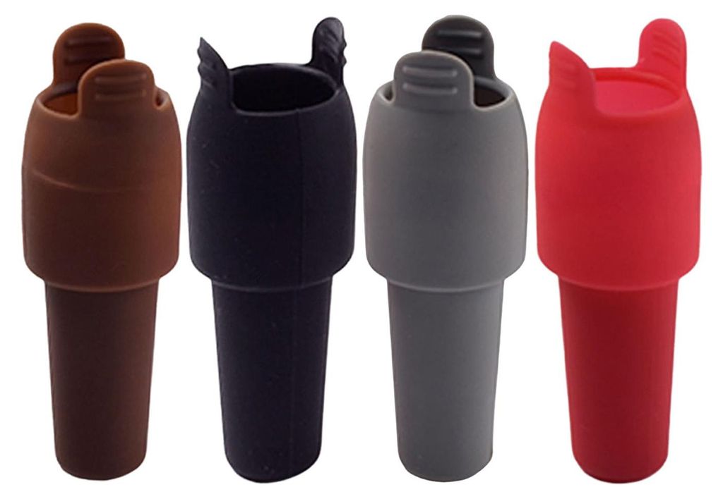 4er-Pack Silikon-Weinstopfen mit Griff, auslaufsicher, lebensmittelecht, universell einsetzbar für Bier-, Champagner- und Glasflaschen, Küchenzub...