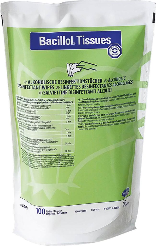 BODE Bacillol Tissues Desinfektionstücher Nachfüllbeutel Produktbild 