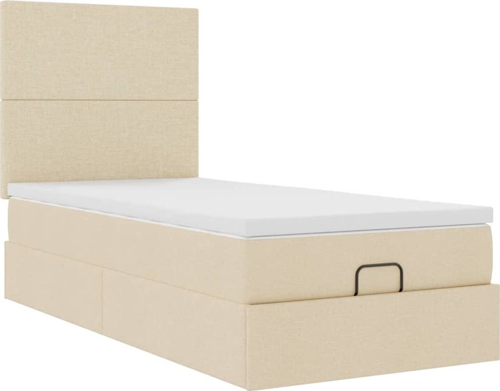 Ottoman-Bett mit Matratze Creme 80x200 cm Stoff