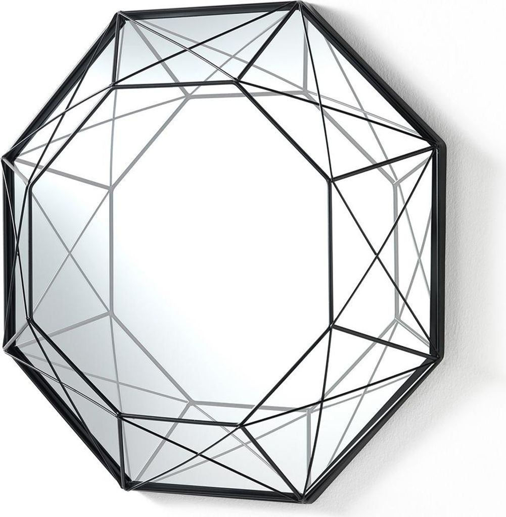 Geometrischer Wandspiegel aus mattschwarzem Metall 45x45 Shine