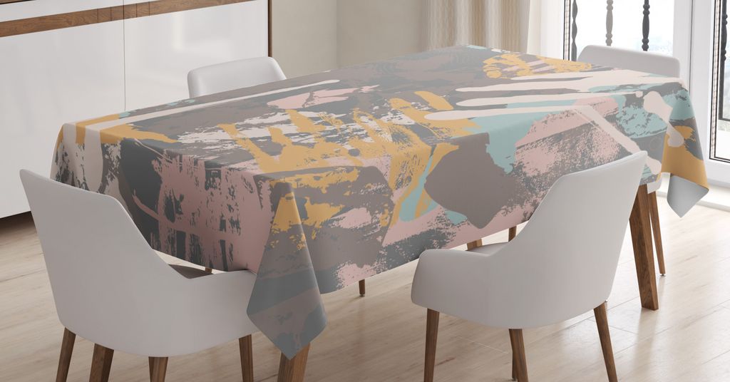 ABAKUHAUS Holzkohle Tischdecke, Kleckse und Flecken, Druck mit Klaren Farben ohne Verblassen Waschbar für innen oder Außen Bereich, 140 x 200 cm,...