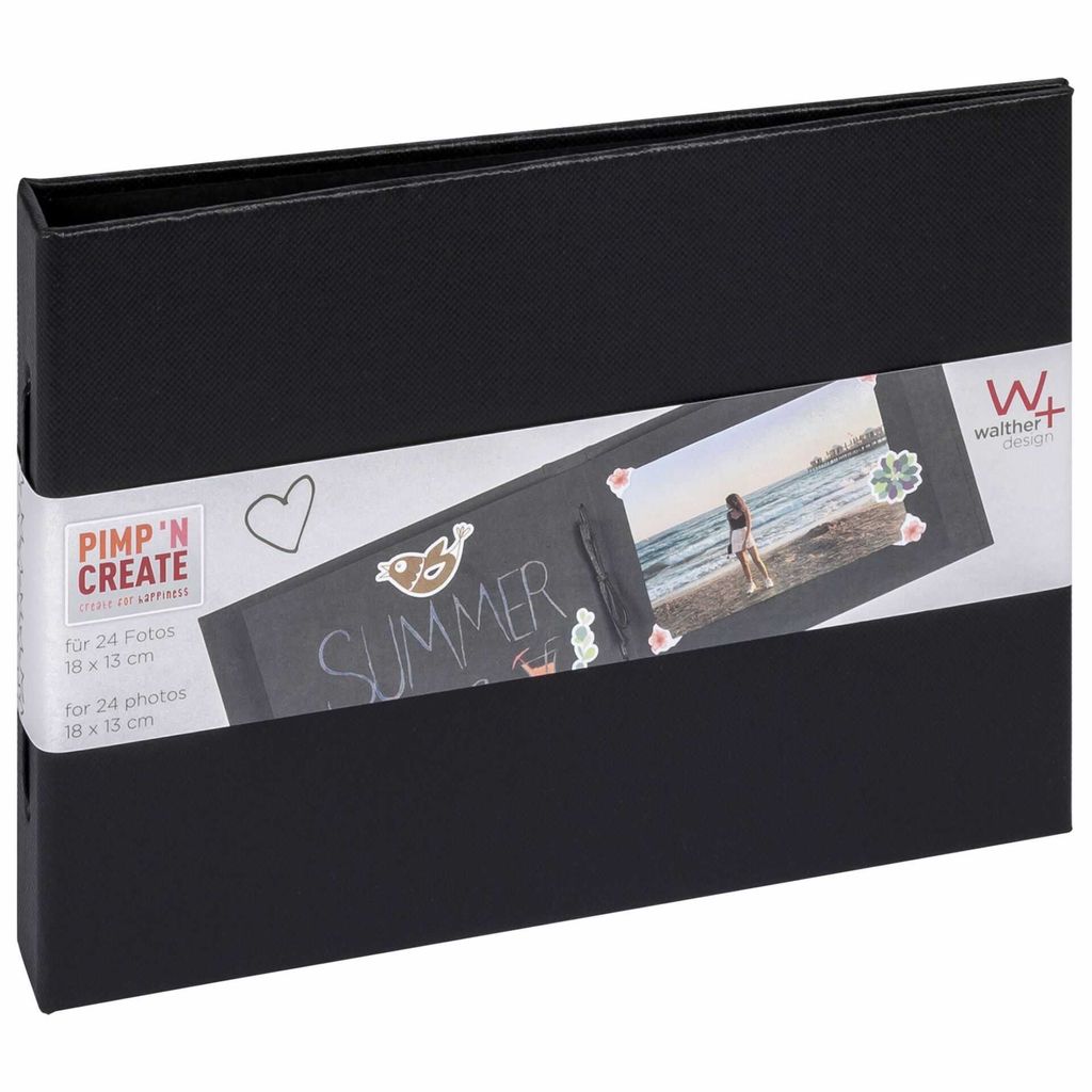 Walther Pimp'n Create 20x15 Cord Binding 24 Seiten Schwarz MA099B Fotobücher, Mehrfarbig, Einfarbig